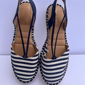 Kelly & Katie Blue and White Striped Espadrilles
